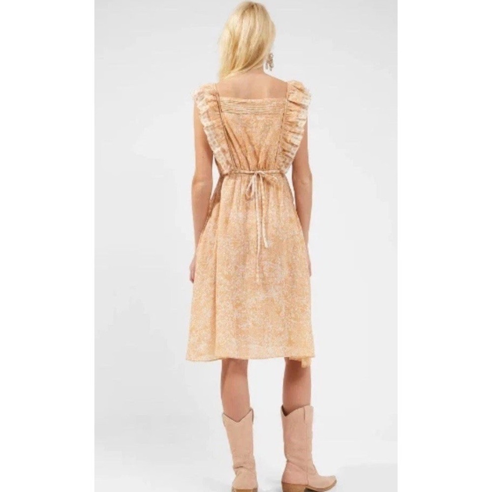 NWT FRENCH CONNECTION ADENA METALLIC SQUARE NECK OAK BUFF MINI DRESS WOMENS US 6 - Picture 12 of 14